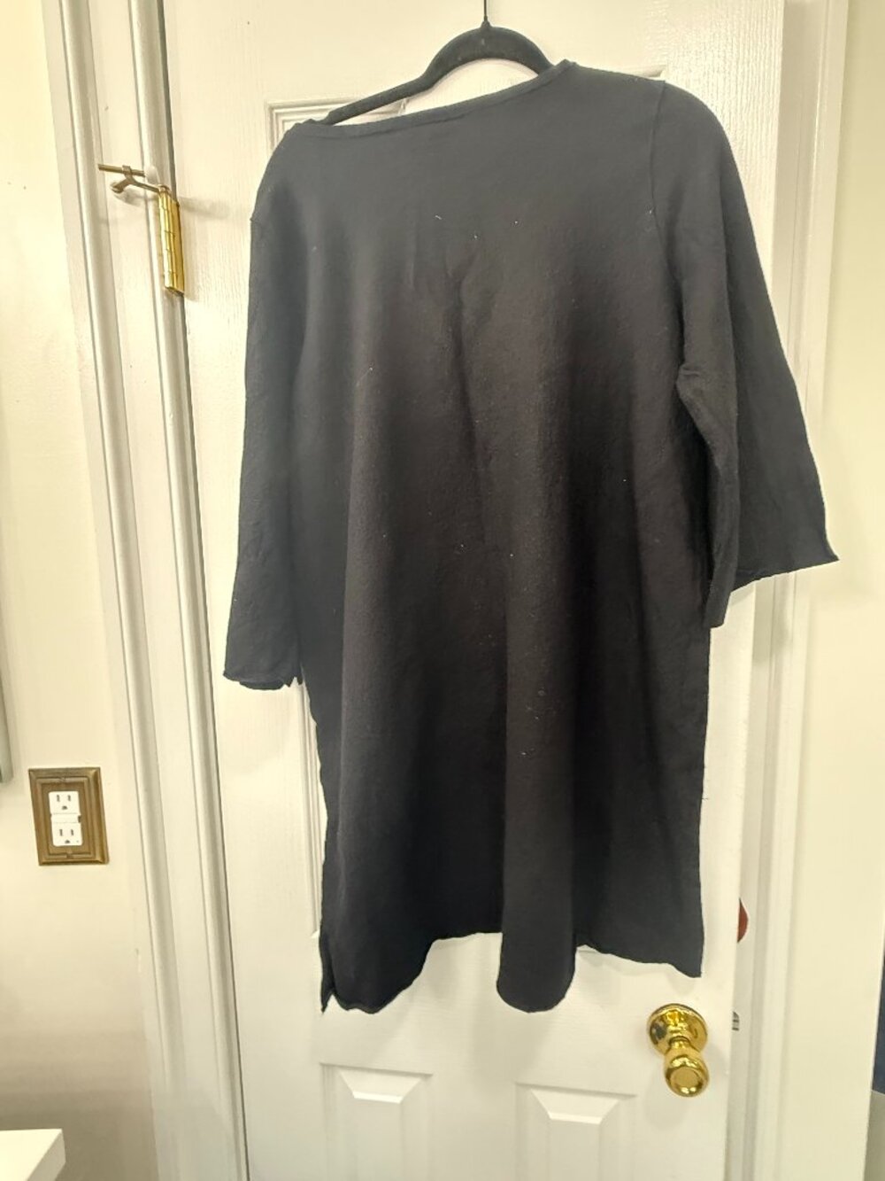 Eileen Fisher 100% Wool Sweater Dress XL | Black Pocket Midi | Quiet Luxury Mini - Picture 3 of 5